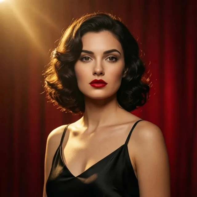 复古红幕优雅肖像 生成图